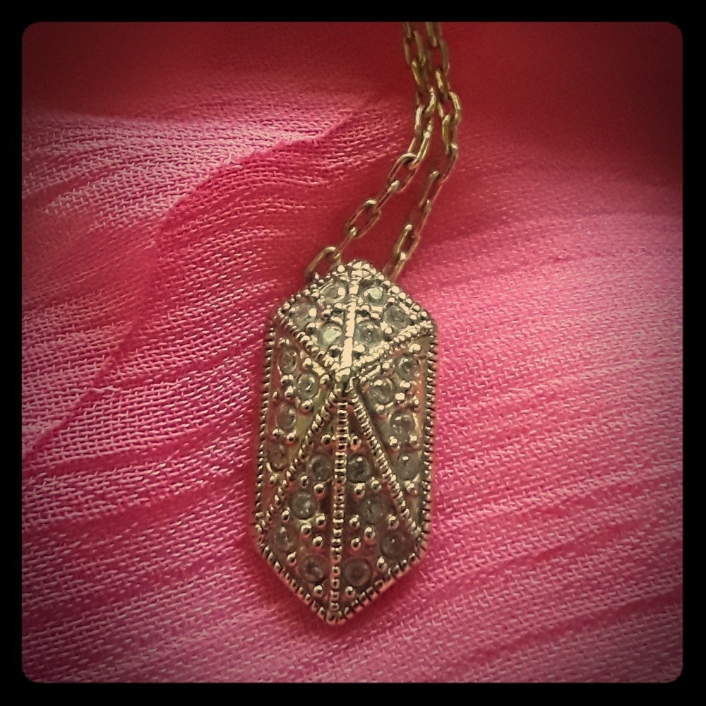 Stella & Dot Diamond Pendent Gold Necklace